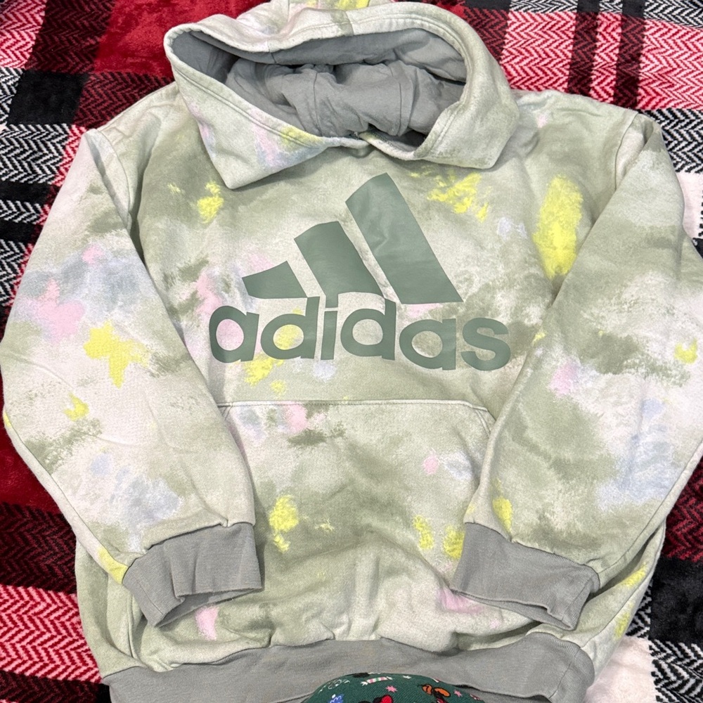 Adidas Kids Hoodie - Green and Yellow Tie-Dye
